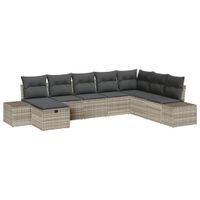 Zestaw Sof na Ogród 8 pcs Jasnoszary 55 x 62 x 69 cm Polirattan