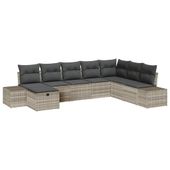 Zestaw Sof na Ogród 8 pcs Jasnoszary 55 x 62 x 69 cm Polirattan