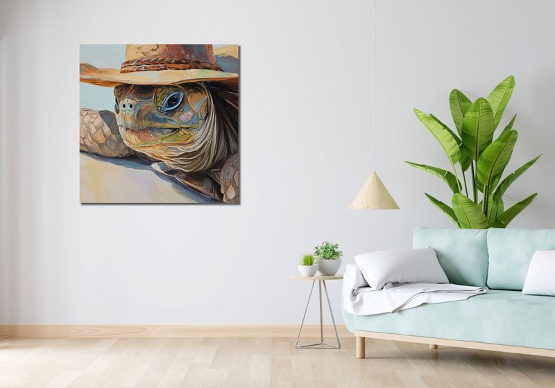 Obraz 90x90cm Żółwi Kapelusznik zdjęcie 2