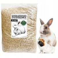 Żwirek Drewniany PELLET dla GRYZONA KRÓLIKA KOTA 15KG JASNY NIEZBRYLAJĄCY