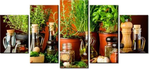 70CM 150CM OBRAZ 5 ELEM PRZYPRAWY ZIOŁOWE ŚCIENNY na Arena.pl