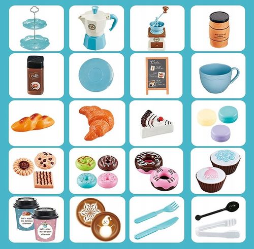 SERWIS KAWOWY ZESTAW DO KAWY FILIŻANKI MŁYNEK KAWA CIASTKA KAWIARNIA DZIECI na Arena.pl