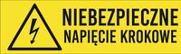 Tabliczka Niebezpieczne napięcie krokowe grawer piktogram 20x6 cm