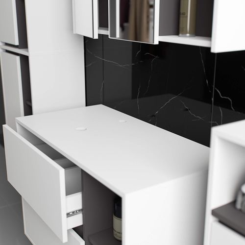 SZAFKA ŁAZIENKOWA POD UMYWALKĘ Z OTWORAMI VAMI W90 UM 2SZ 2P BIAŁA /GRAFIT na Arena.pl