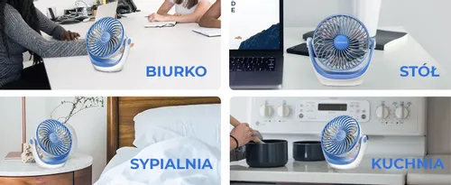Wentylator stołowy Ocoopa D602 biało-błękitny USB na Arena.pl