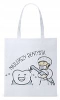 Dla Dentysty Stomatologa Torba Eco Biała Shopper Z Nadrukiem Ze Zdjęciem