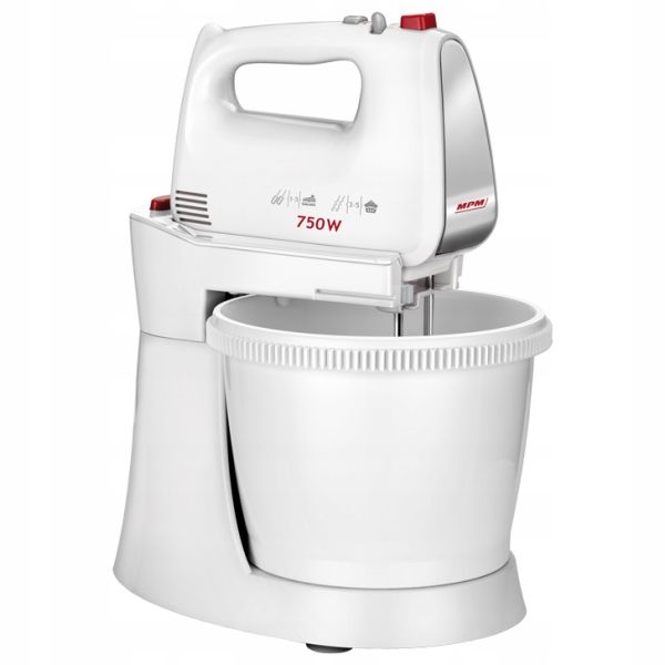 MIKSER RĘCZNY Z MISĄ OBROTOWĄ 750W MPM TURBO BIAŁY zdjęcie 2