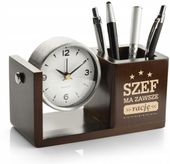 GRAWEROWANY Przybornik na biurko z zegarkiem prezent dla SZEFA