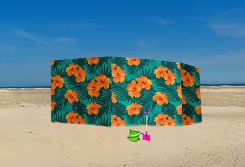 PARAWAN PLAŻOWY Pomarańczowe kwiaty z indywidualnym napisem 4 PANELE 70.4 na Arena.pl