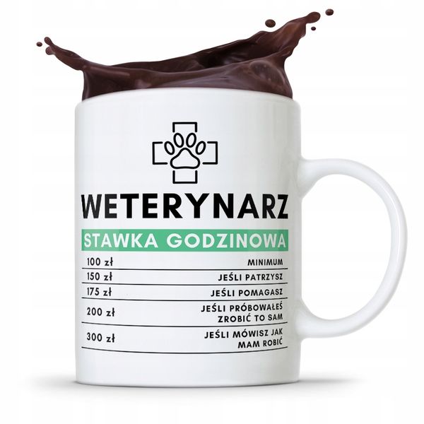 Kubek Dla Weterynarza Weterynarz Stawka Godzinowa Z Nadrukiem Ze Zdjęciem zdjęcie 1
