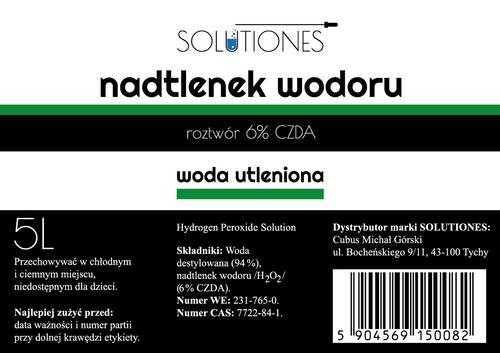 Nadtlenek wodoru 6% woda utleniona 5l Solutiones na Arena.pl