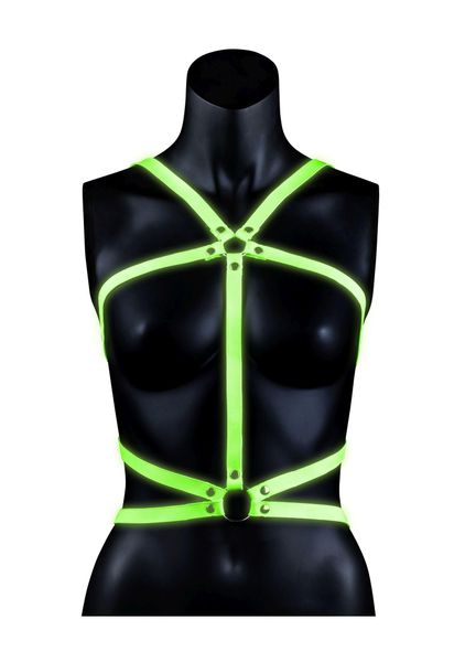 Body Harness - Glow In The Dark - Neon Green/Black - S/M zdjęcie 1