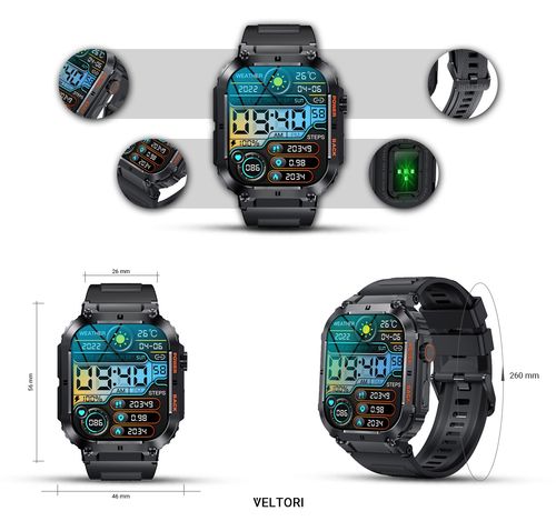 Smartwatch Veltori VT200-1 Czarny Pasek Silikonowy na Arena.pl