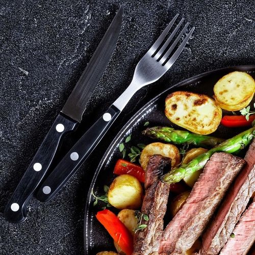 12x Sztućce DO STEKÓW burgerów pizzy mięsa grilla widelec nóż z ząbkami na Arena.pl