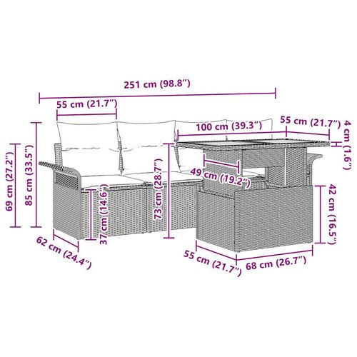 Zestaw Sof na Ogród z przechowywaniem 5 pcs Czarny Polirattan na Arena.pl
