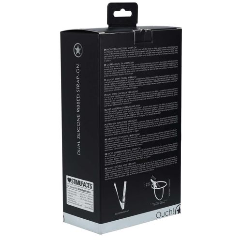 ouch!   dual silicone ribbed strap on   adjustable   black na Arena.pl