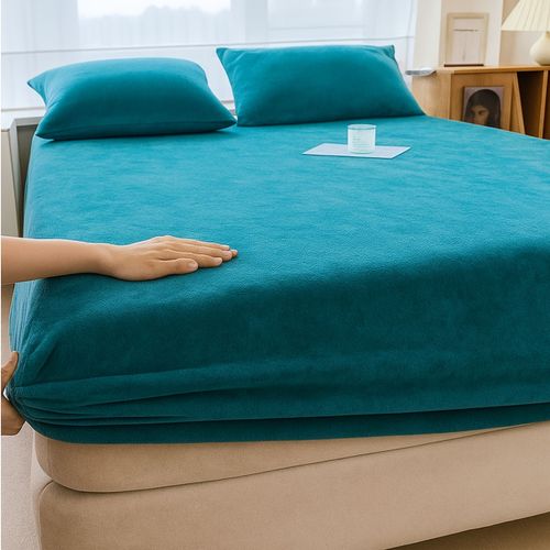 PRZEŚCIERADŁO Z GUMKĄ 140x200 PLUSZOWE POLAROWE MIŚ MIĘKKIE CIEPŁE TURKUSOWE na Arena.pl