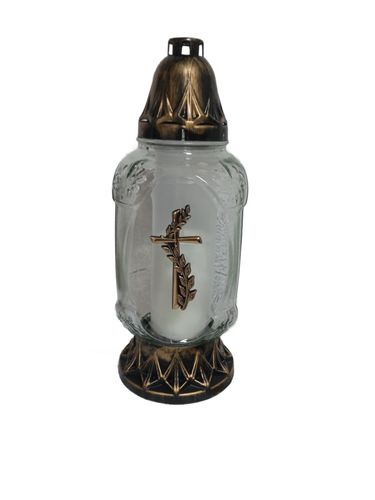 ZNICZ SZKLANY Z ZŁOTYM KRZYŻEM 29 cm CAŁOROCZNY na Arena.pl