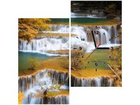 60X60CM ZEGAR WODOSPAD HUAY MAE KHAMIN OBRAZ DREWNO ŚCIAN KWADRAT