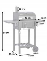 GRILL WĘGLOWY OGRODOWY KOMIN ŻELIWNY RUSZT Z POKRYWĄ POPIELNIK + TERMOMETR