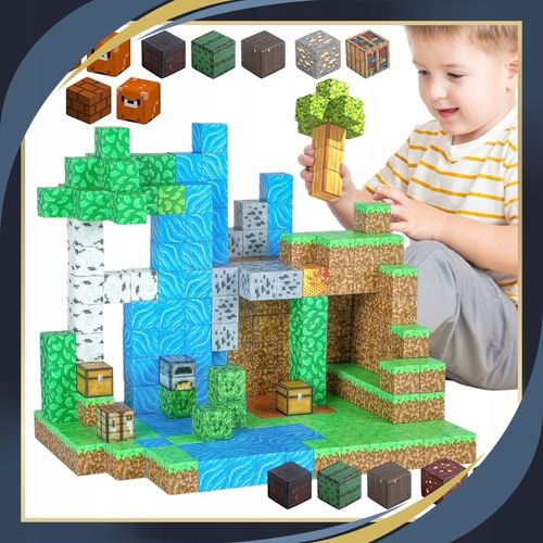 KLOCKI MAGNETYCZNE Sześciany Piksele Dla dzieci 200 KLOCKÓW + 2 LUDZIKI na Arena.pl