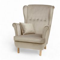 Beżowy Fotel Uszak + Poduszka GRATIS