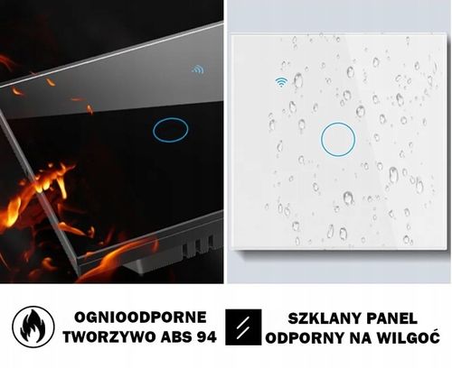 WŁĄCZNIK WYŁĄCZNIK ŚWIATŁA SZKLANY WIFI BIAŁY PODWÓJNY 2G TUYA SMART ⌀60 na Arena.pl