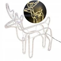 DUŻY RENIFER LED ŚWIECĄCY BIAŁY CIEPŁY 62CM XXL FIGURA DEKORACJA ŚWIETLNA