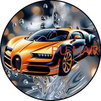 Opłatek na tort Urodziny 18 30 40 Bugatti Auto Samochód Logo Tekst Gratis
