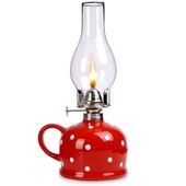 Lampa Naftowa Ceramiczna Szklana Lampion Latarnia Retro Vintage