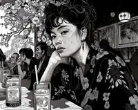 Plakat 76x60,5cm Czarne Kimono