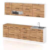 Meble Kuchenne Drewniane Kuchnia Robo Lux 2.6m Szafki Modułowe Dąb Wotan