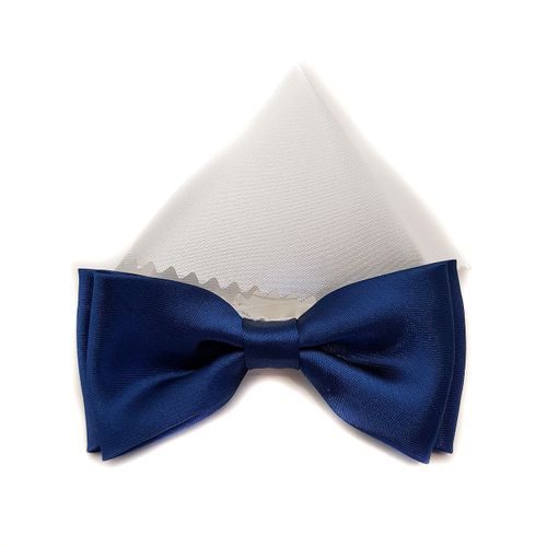 KOMUNIJNA GRANATOWA MUCHA Z BIAŁĄ POSZETKĄ W POŁYSKU na Arena.pl