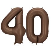 Balony foliowe liczba 40 brązowy kawowy, 86 cm
