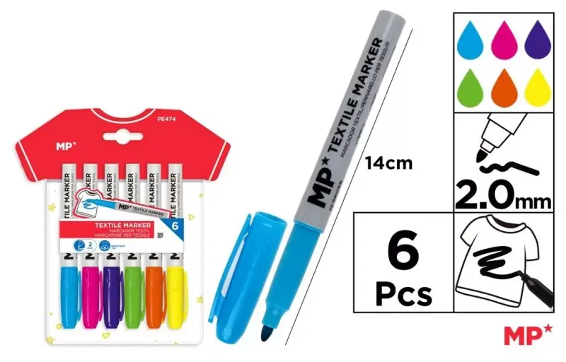 Marker do tekstyliów 6 kolorów zdjęcie 1