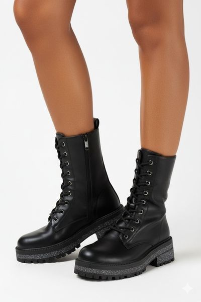 9066 CZARNE DAMSKIE OCIEPLANE BOTKI GLANY WORKERY ZAMEK 38 zdjęcie 7