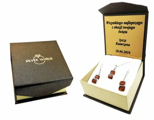 KOMPLET SREBRNY BIŻUTERII 925 DAMSKI Z CYRKONIAMI SWAROVSKI + GRAWER GRATIS zdjęcie 4