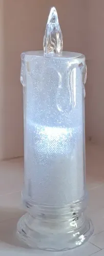 Świeca diamentowa LED 6.5x18cm o delikatnym białym świetle na baterie Barwa światła - Zimna (ok 6000k) na Arena.pl