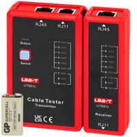 TESTER KABLI SIECIOWYCH CABLE TESTER RJ45 RJ11 BATERIE ZESTAW UNI-T UT681L