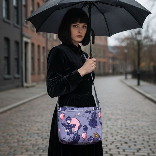 Torebka Na Ramię z Motywem Dziewczyny z Wiolonczelą i Granatową Ekoskórą – Handmade na Arena.pl