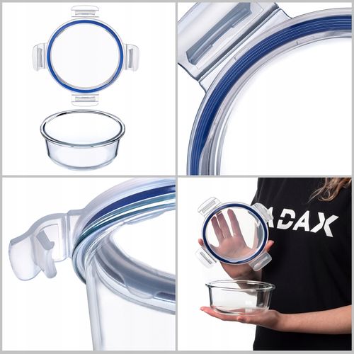 KADAX Szklany Pojemnik Na Żywność 620ml Z Pokrywką Śniadaniówka na Arena.pl