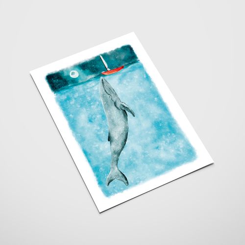 Plakat wieloryb ocean statek pokój dziecka 29,7x42 cm A3 na Arena.pl