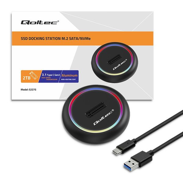 Qoltec Stacja dokująca dysków SSD M.2 | NVMe | SATA |  USB-C | 2TB zdjęcie 8