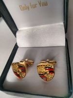 Exciting spinki do mankietów koszuli EXC Porsche pozłacane w skórzanym Etui