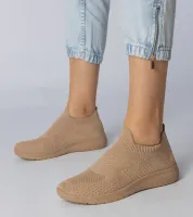 Beżowe sneakersy sportowe ze skarpetkową cholewką Kreta 37