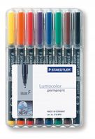 Foliopisy kolorowe 8 szt permanentne F Lumocolor Staedtler
