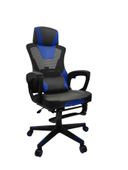 Fotel gamingowy biurowy obrotowy z podnóżkiem czarno-niebieski