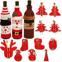 ŚWIĄTECZNE Etui Na Sztućce POKROWIEC+Pokrowiec ubranko na BUTELKĘ wino14szt