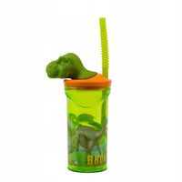 Kubek ze słomką do picia dla chłopca Dinozaur T-Rex figurka słomka 3D 360ML