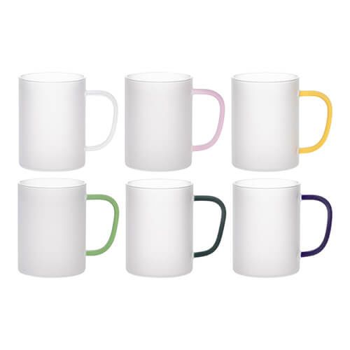 Szklanka 450 ml szroniona z żółtym uszkiem do sublimacji na Arena.pl